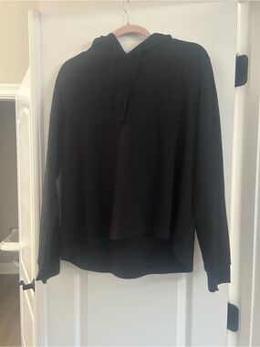 Danskin Black Ribbed Hooded Pullover
